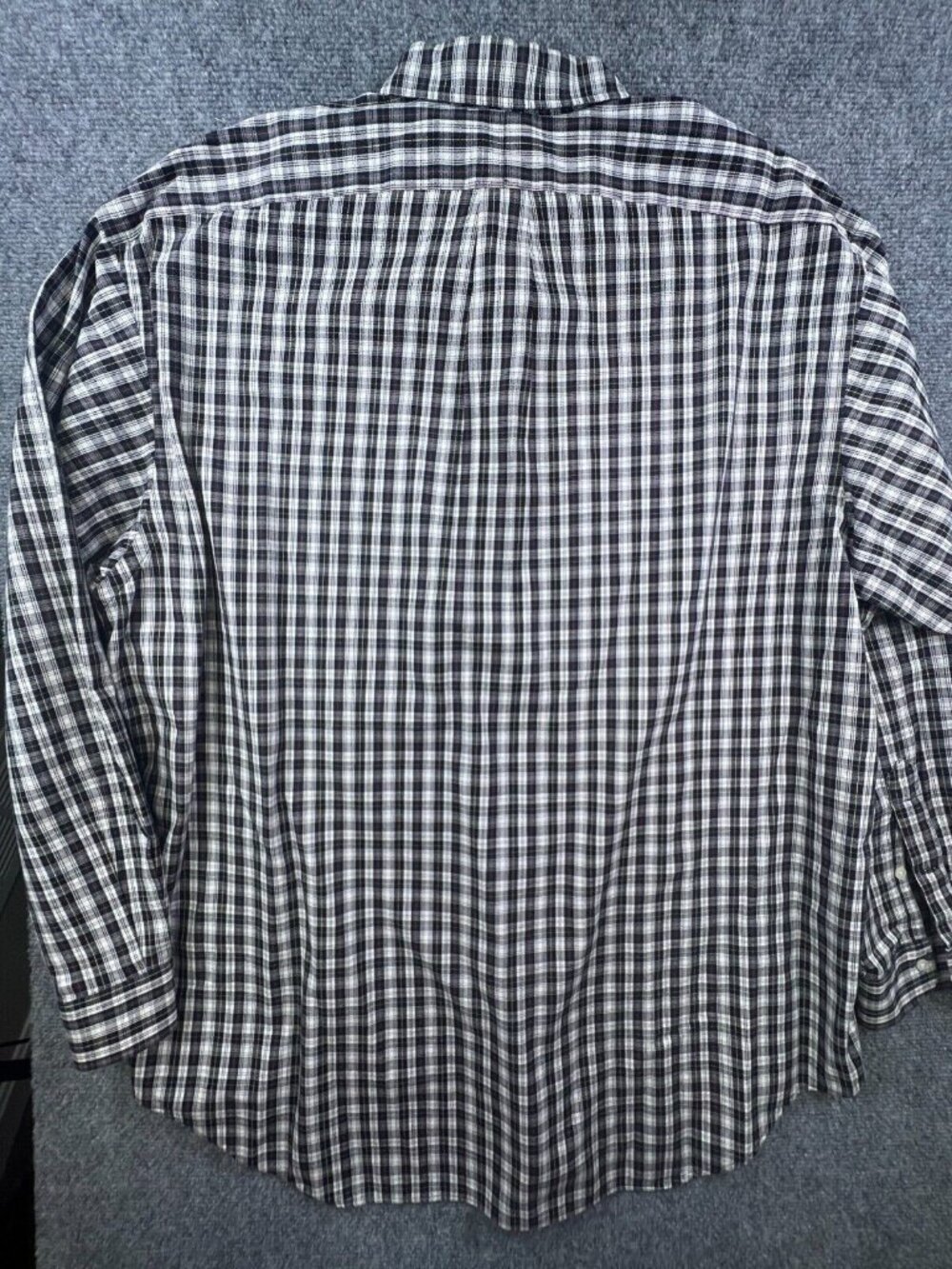 Ralph Lauren Mens Big Shirt 100% Cotton White Blue Plaid Button Up Shirt XL - Picture 9 of 10